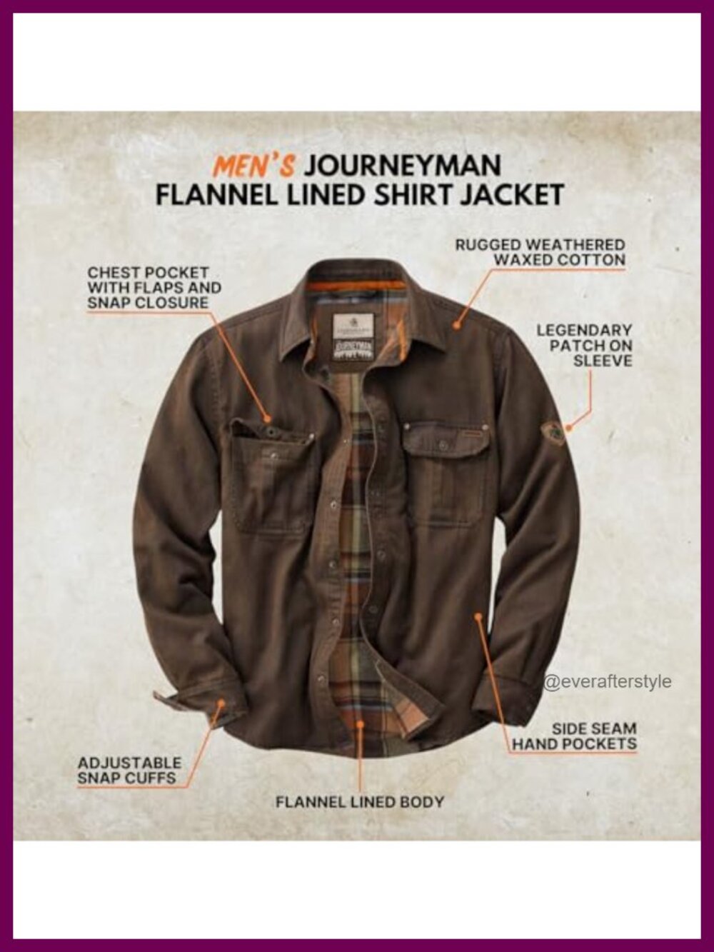 Waxed Cotton Flannel Lined Shirt Jacket Water Resistant - Picture 3 of 6